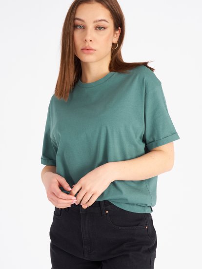 Bawełniany t-shirt basic z krótkim rękawem dla kobiet