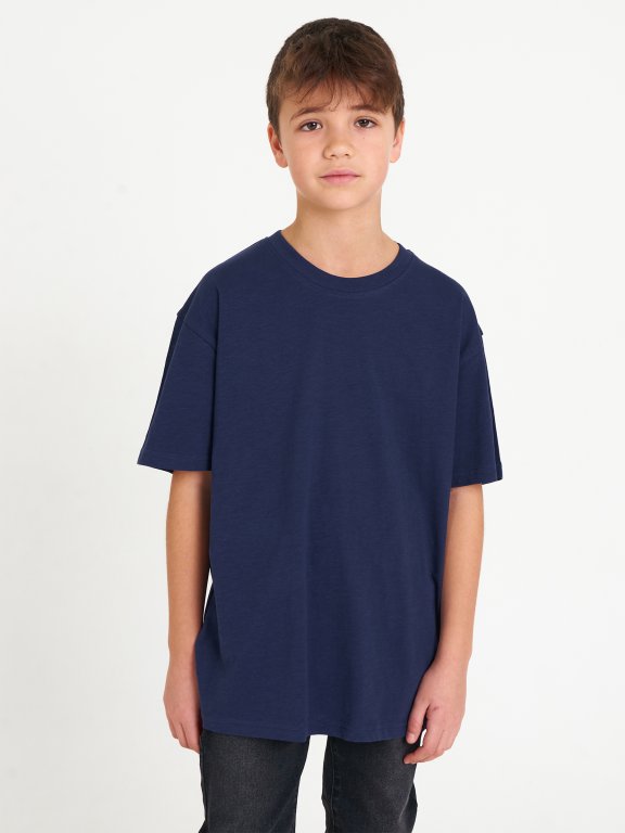 Základné bavlnené tričko oversize chlapčenské