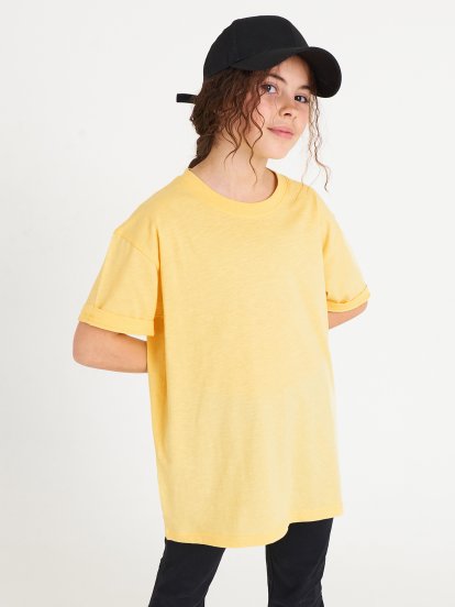 Základní bavlněné tričko oversize dívčí