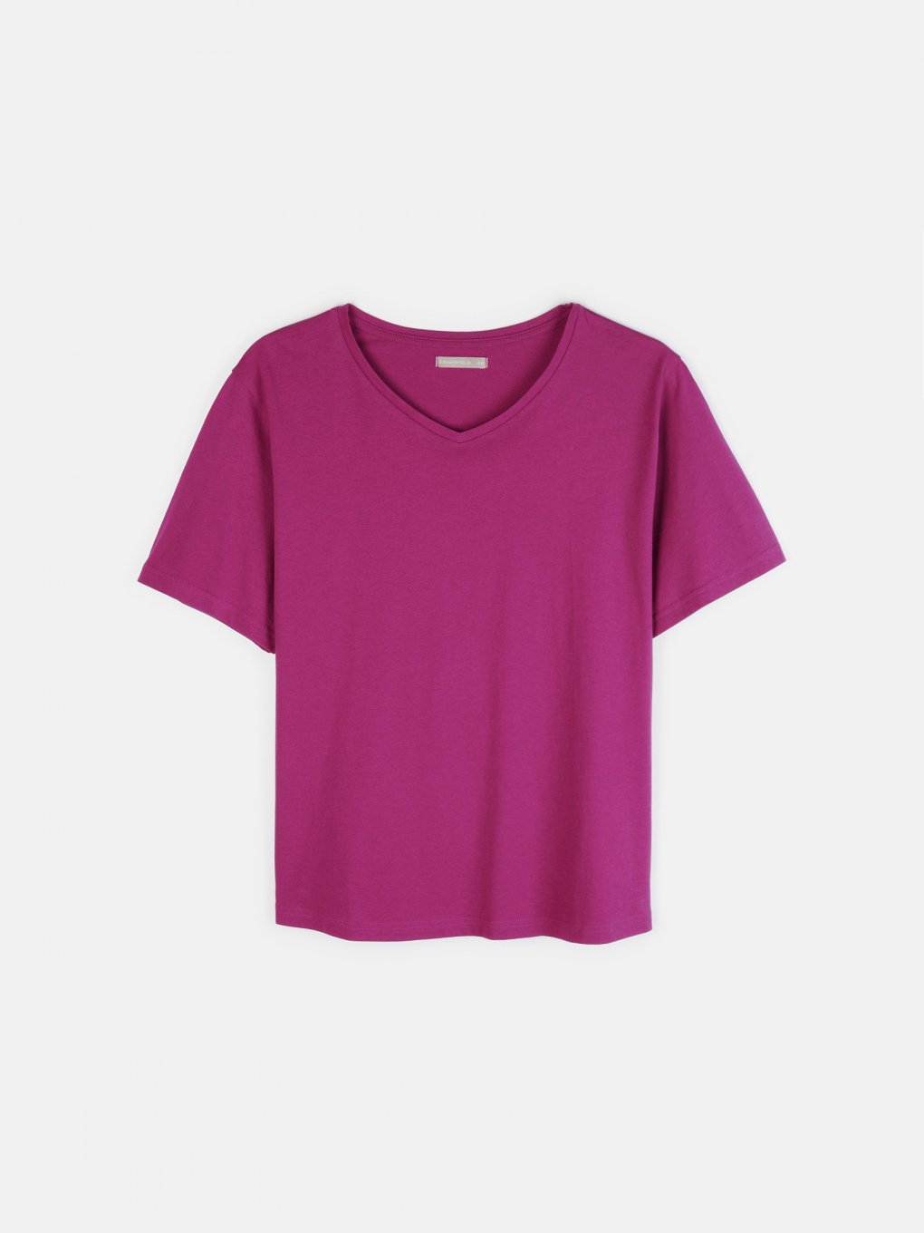 Základní bavlněné tričko s krátkým rukávem s výstřihem dámské plus size