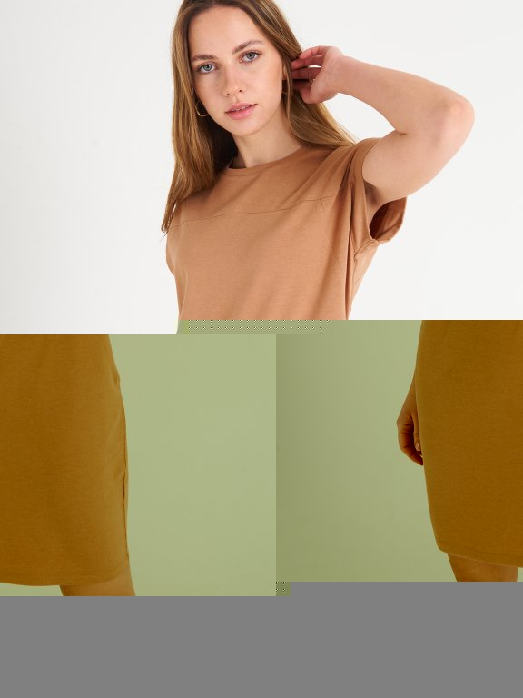 Základní trikové šaty s krátkým rukávem dámské