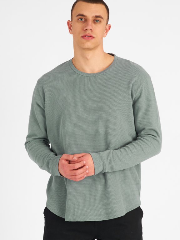 Jednoduché vaflové tričko s dlouhým rukávem