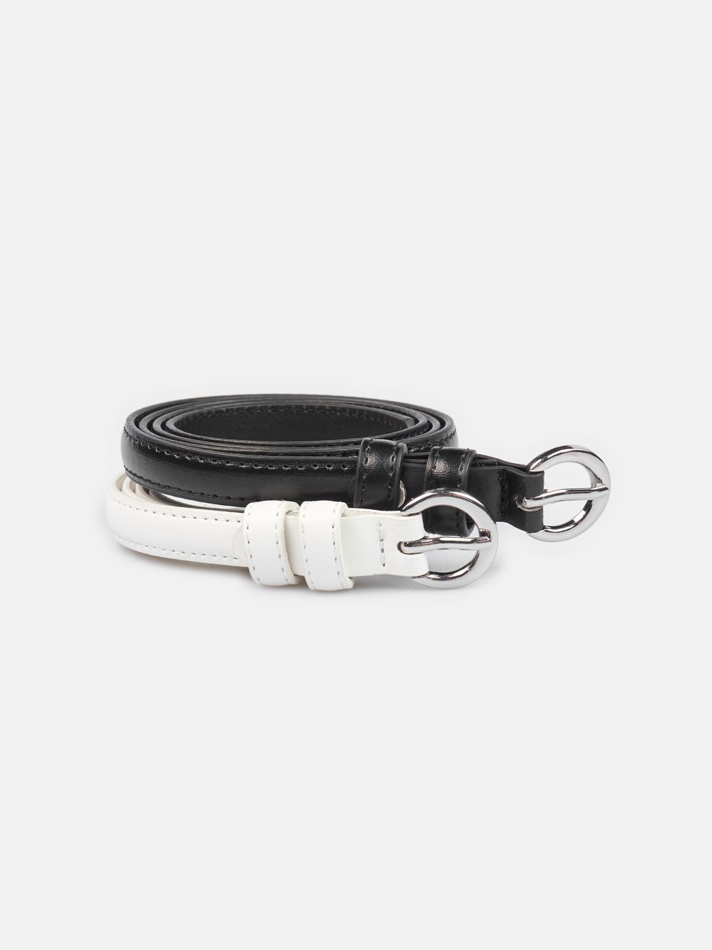 2-pack thin faux leather belts