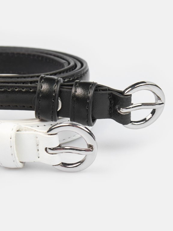 2-pack thin faux leather belts