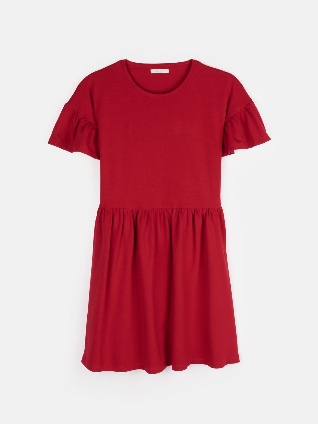 Cotton dress with ruffled sleeves