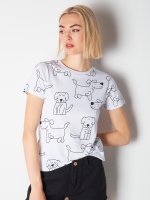 Dog print cotton t-shirt