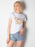 Cotton t-shirt with metallic slogan