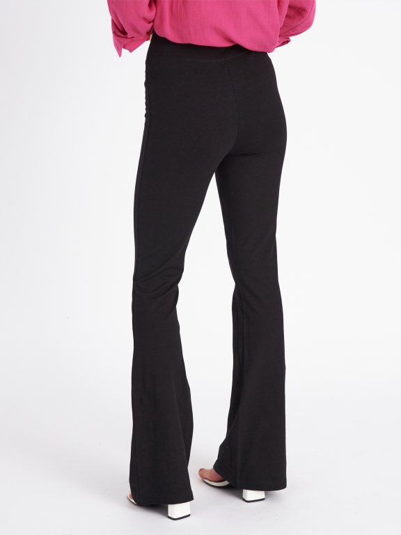 Flared cotton leggings with v-waist