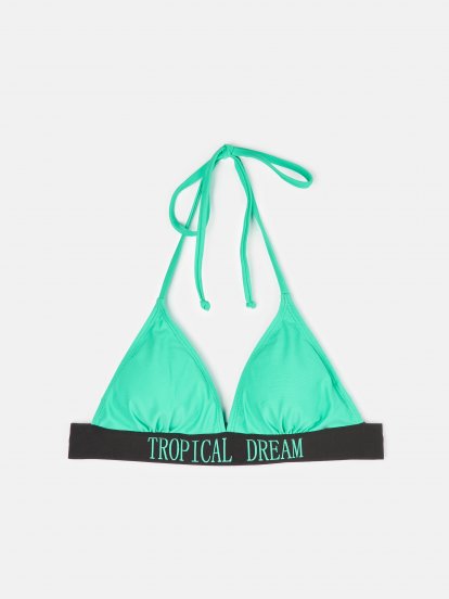 Bikini top with slogan
