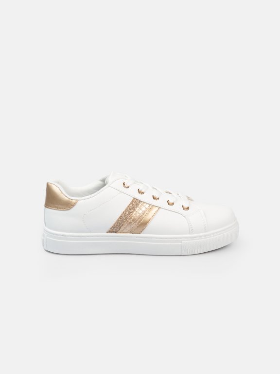 Lace-up sneakers with metallic detail