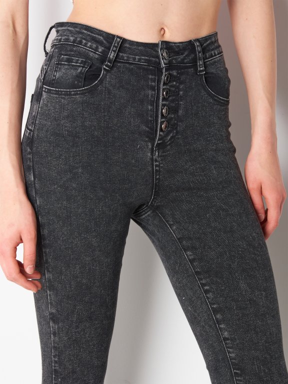 Damskie jeansy zapinane na guziki z efektem push-up