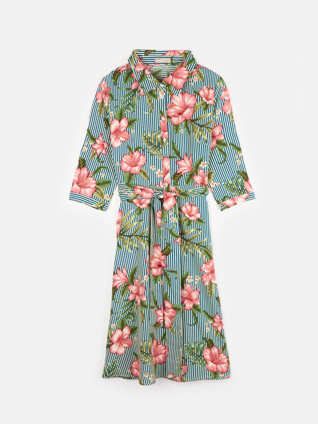 Flower print shirt dress