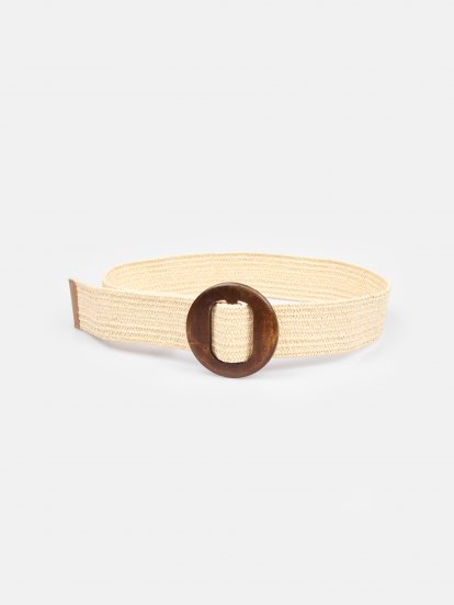 Belt with wood buckle