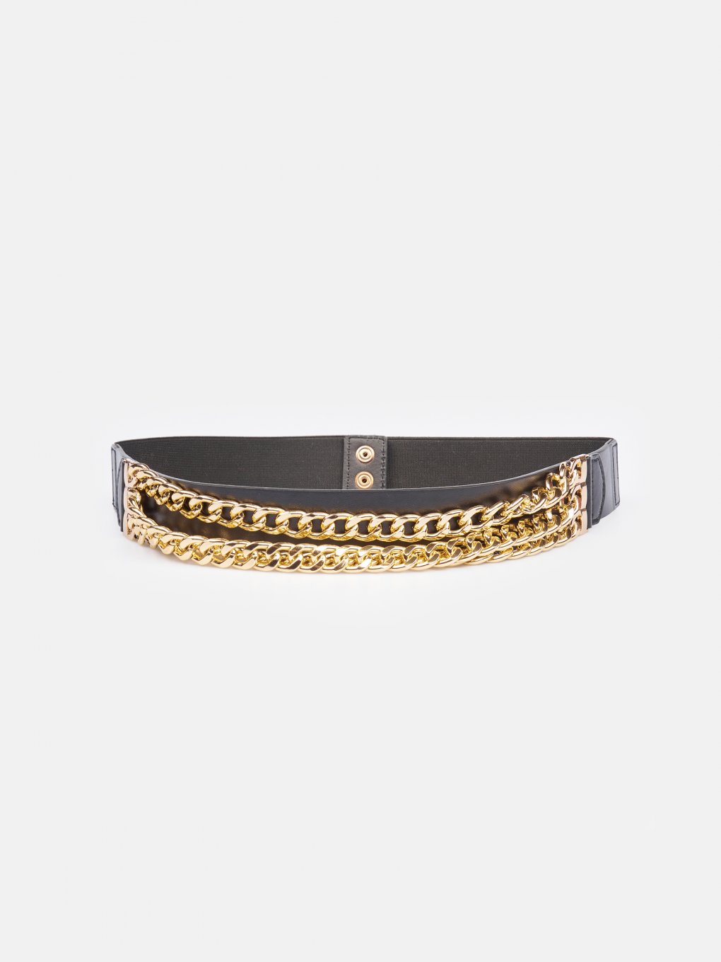 Wide waist belt with decorative chain
