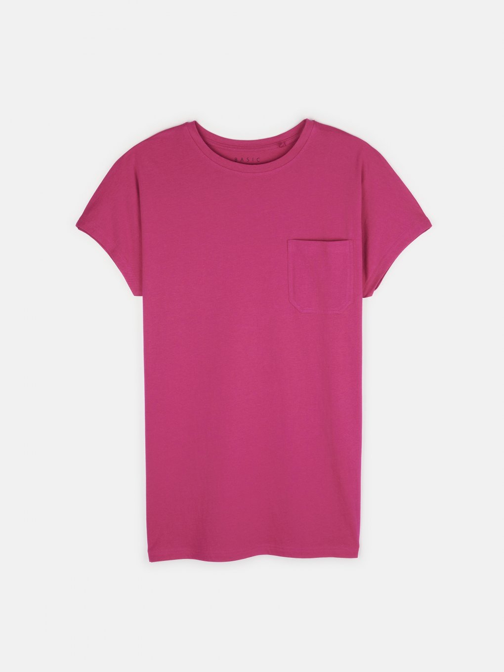 Základní basic dámské prodloužené tričko s kapsou a rozparky