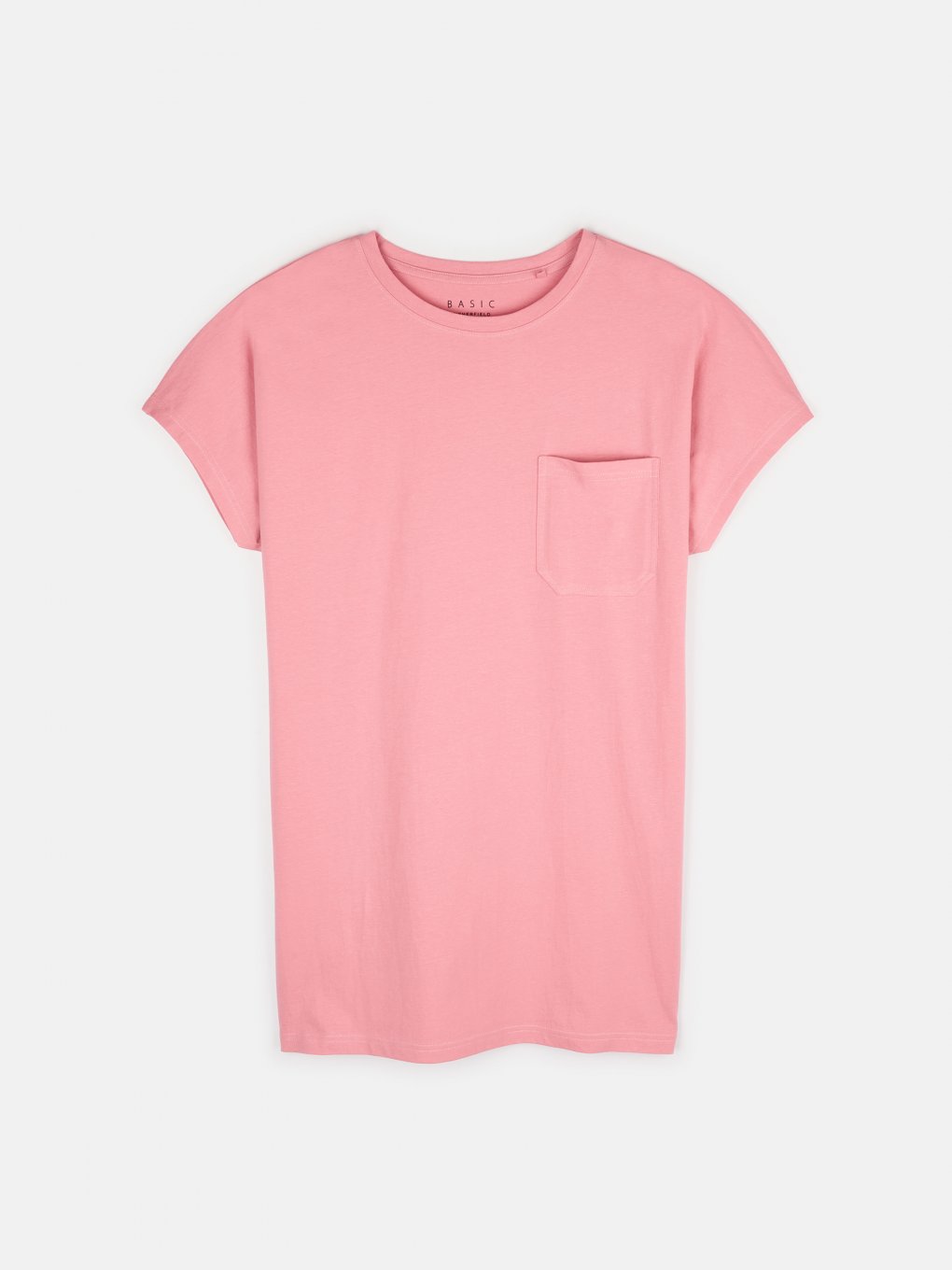Basic longline t-shirt with pocket and side slits