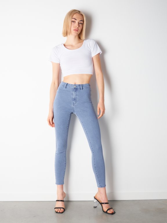Základné basic džínsy skinny bez predných vreciek