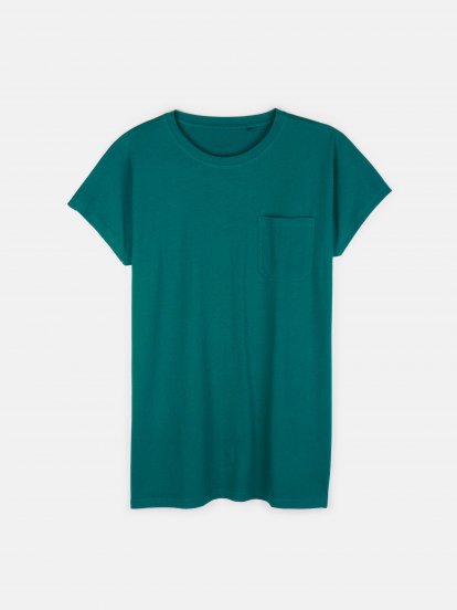 Základní basic prodloužené tričko s kapsou a rozparky plus size