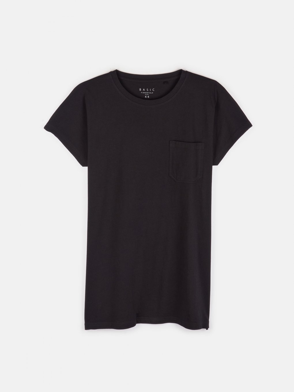 Basic basic wydłużony t-shirt z kieszenią i rozcięciami plus size