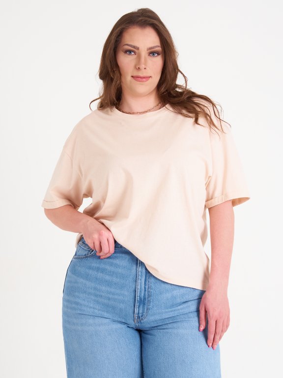 Bawełniany t-shirt basic z krótkim rękawem dla kobiet plus size
