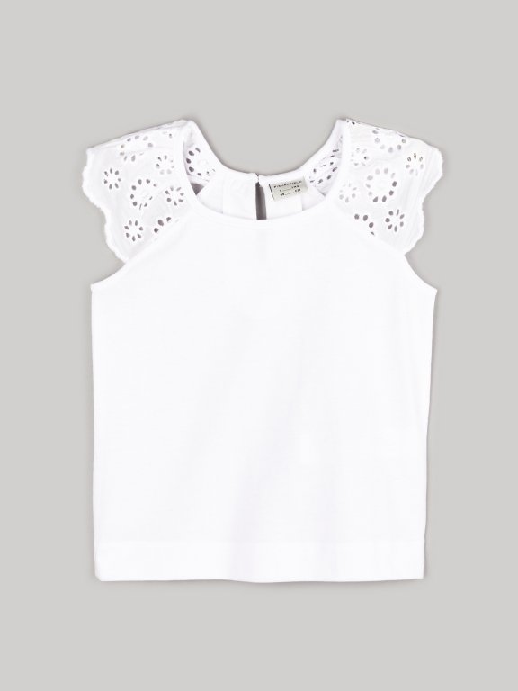 Cotton top with broderie detail