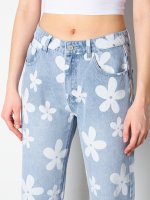 Damskie jeansy z kwiatowym nadrukiem