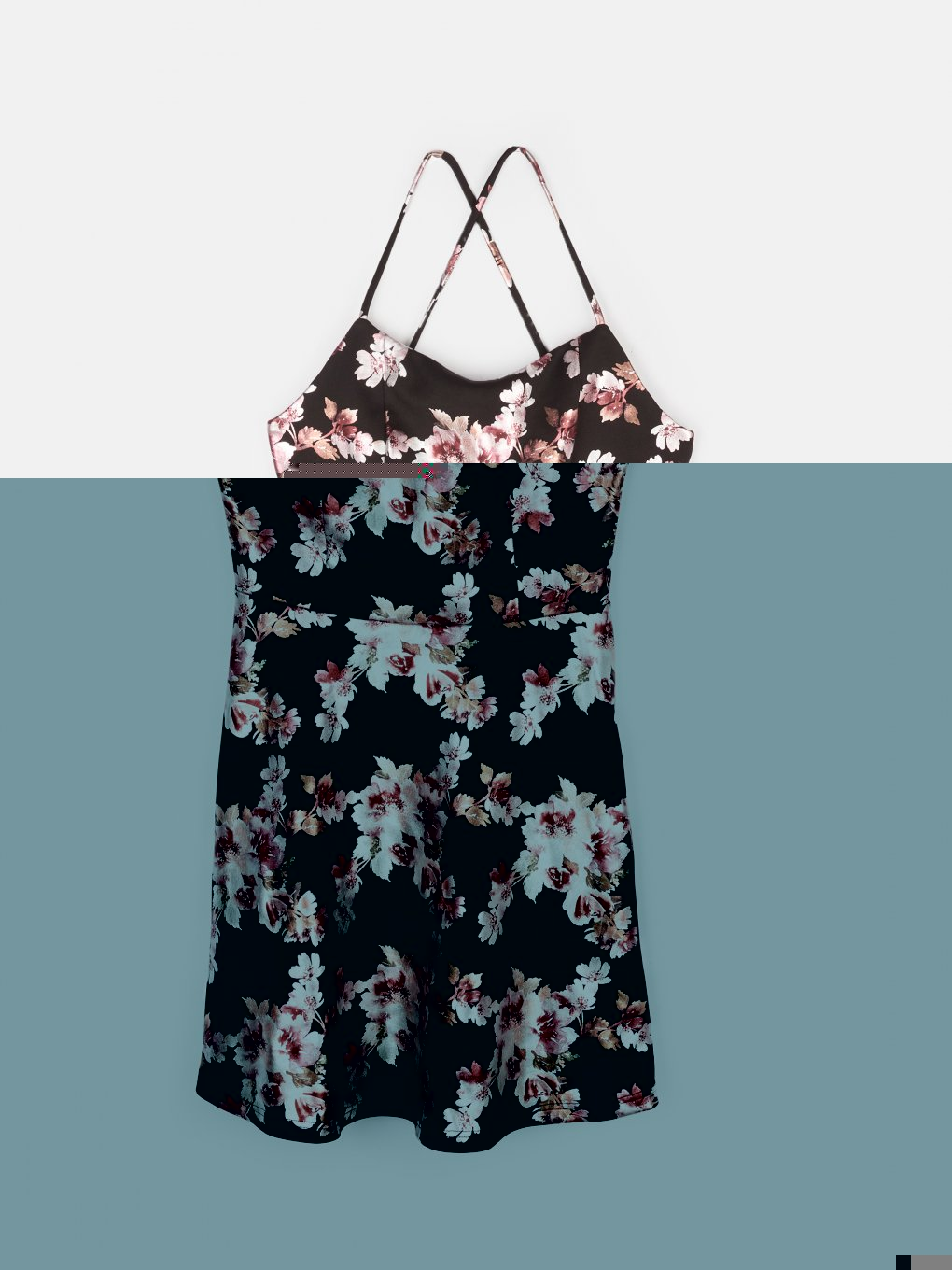 Damska mini sukienka na ramiączkach z kwiatowym nadrukiem