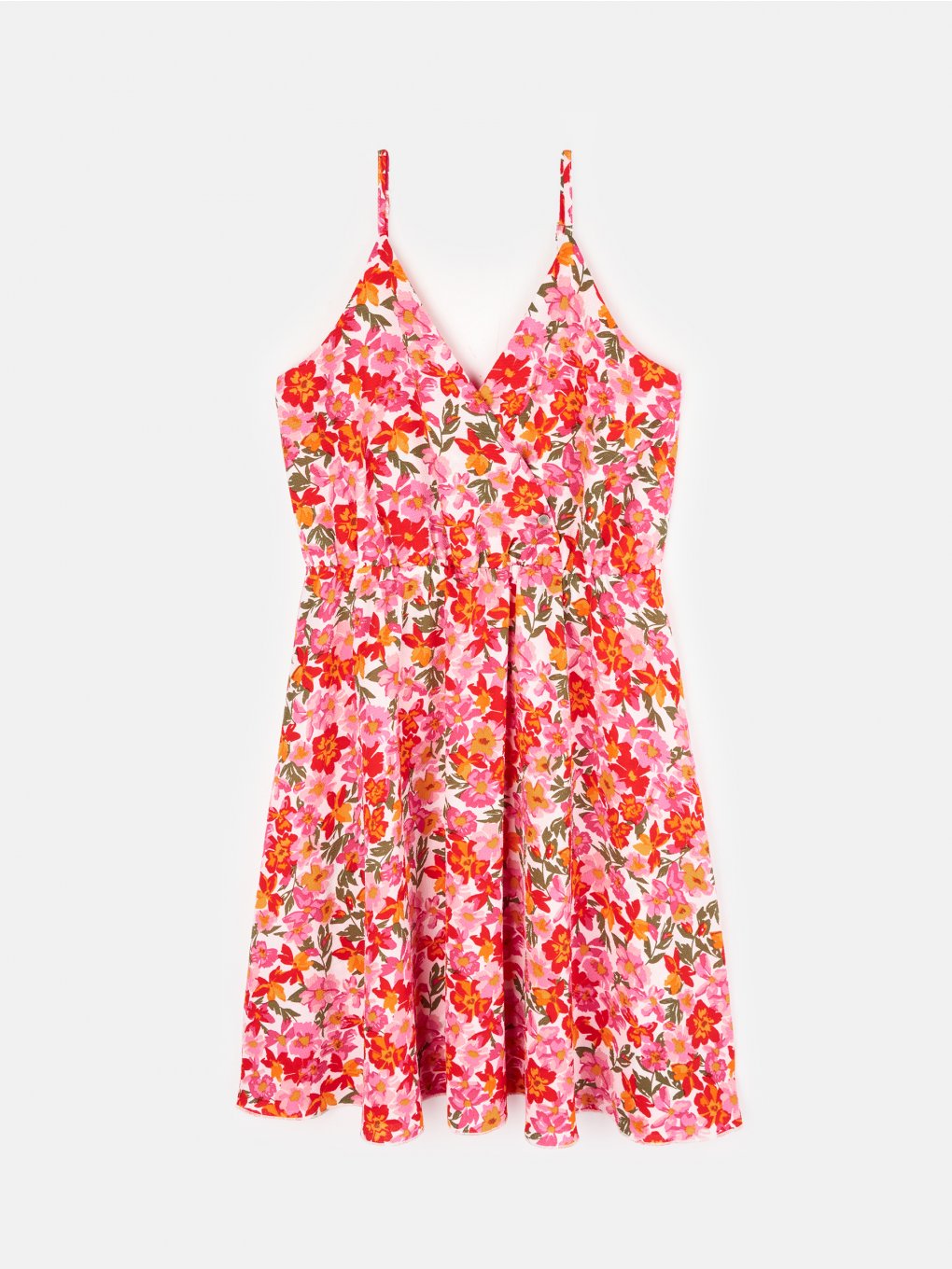 Damska mini sukienka na ramiączkach z kwiatowym nadrukiem