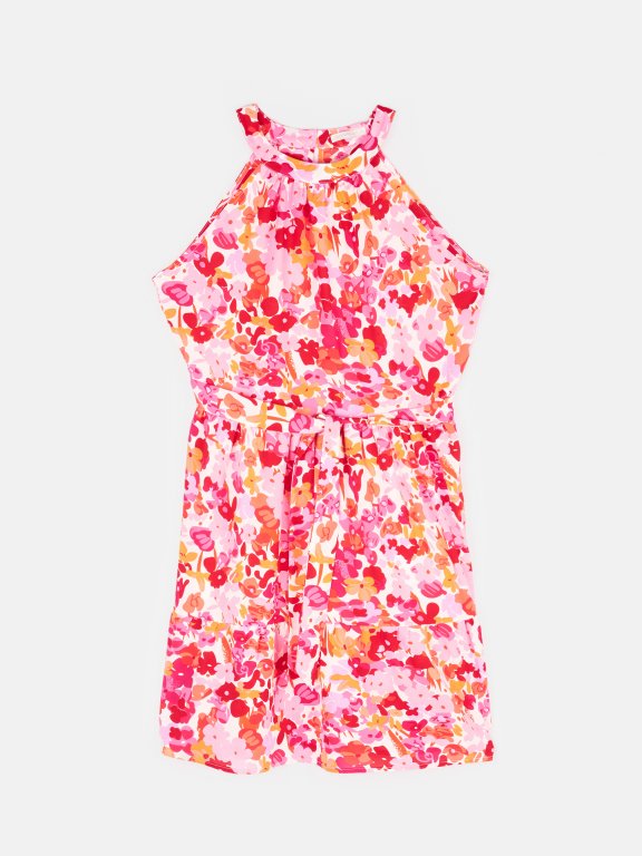 Dámske mini šaty s kvetinovou potlačou