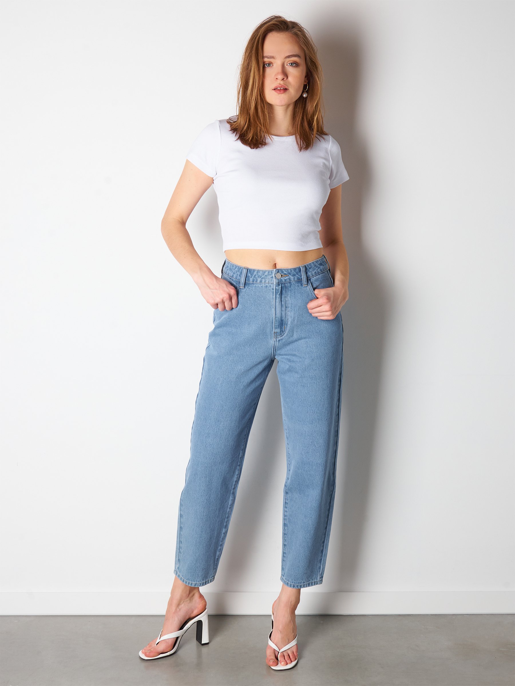 Jeans & Trousers | Ice Blue Mom Fit Jeans | Freeup