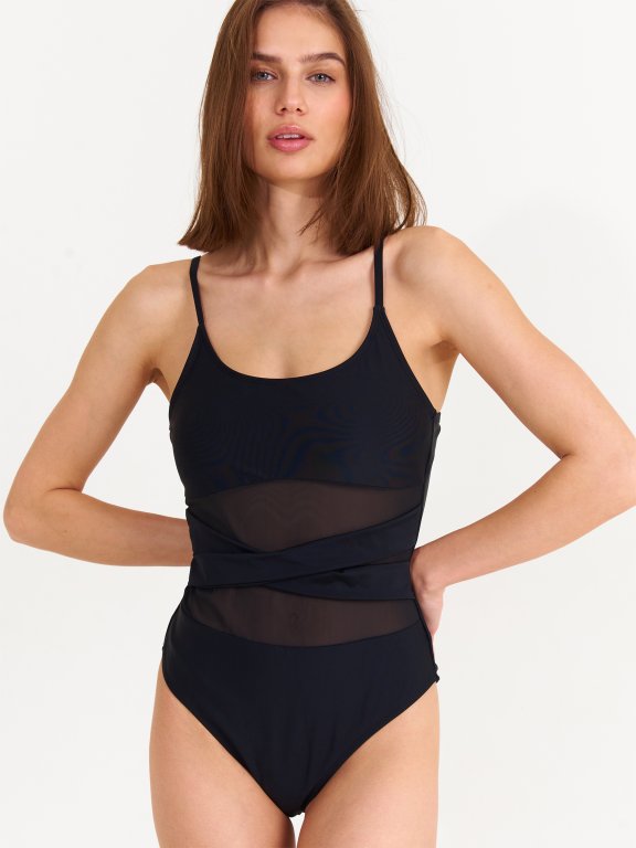 Combined mesh swimsuit