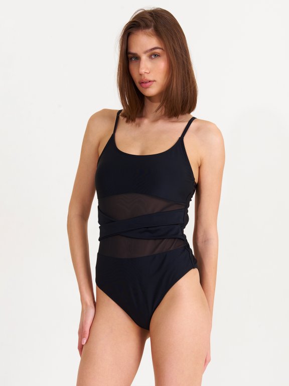 Combined mesh swimsuit