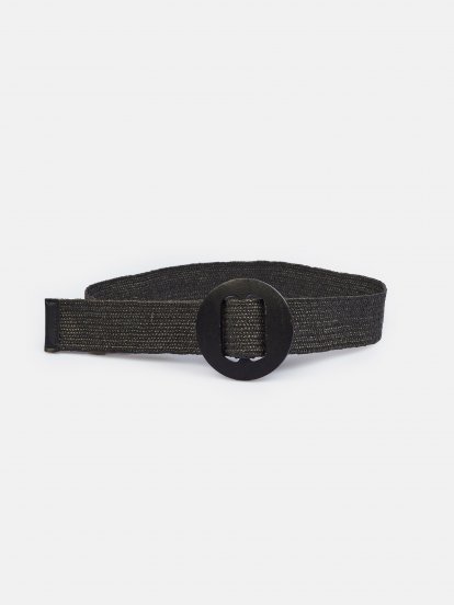 Belt with wood buckle