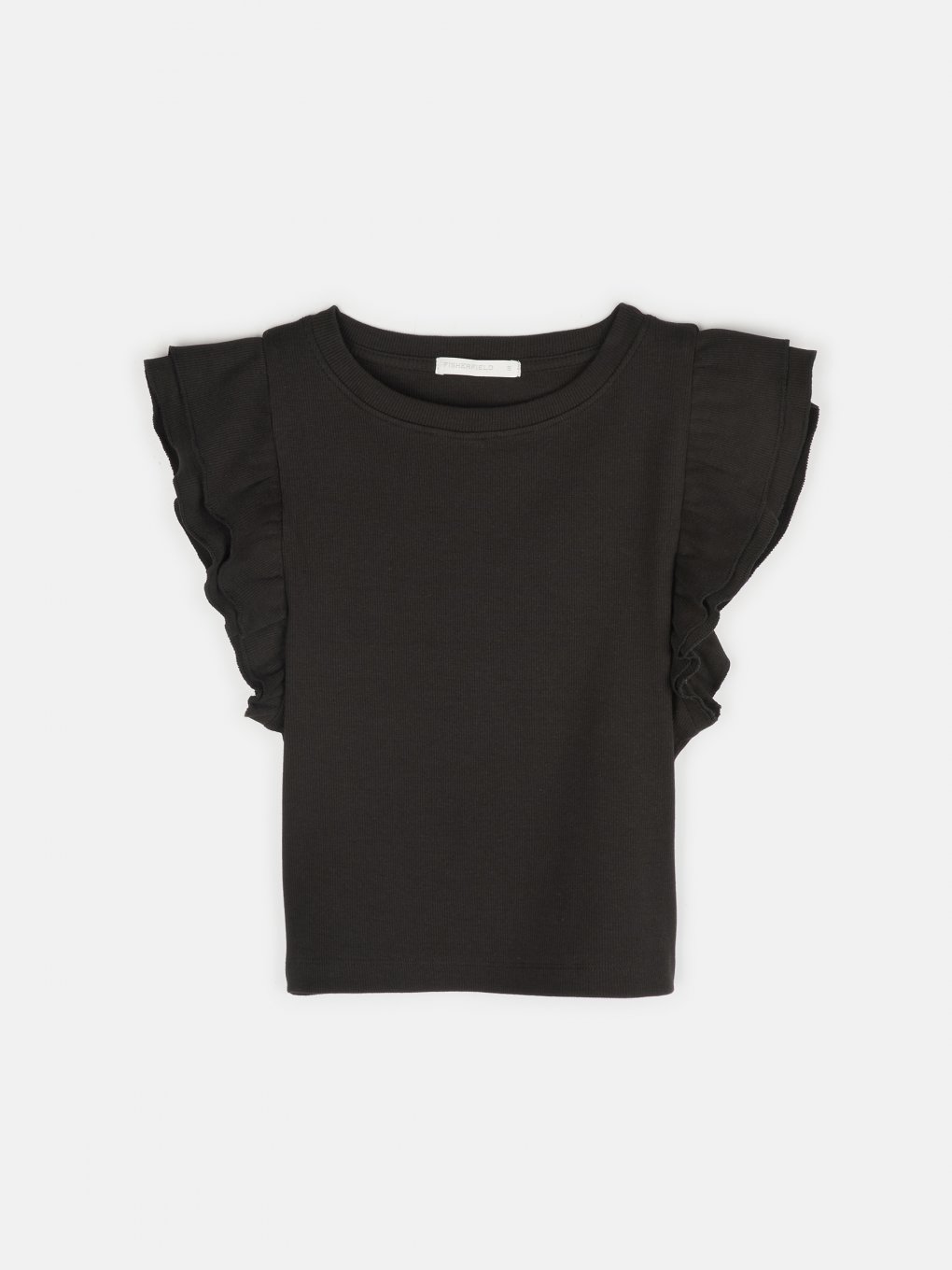 Ribbed t-shirt with ruffles