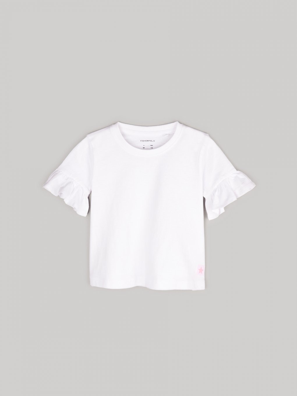 Cotton t-shirt with sleeve ruffle