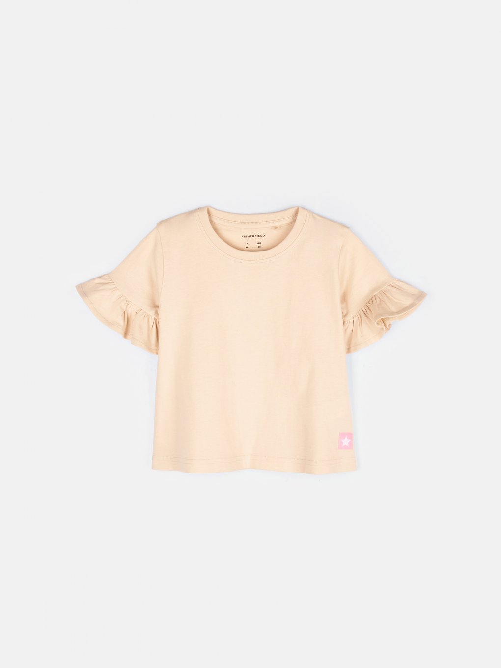 Cotton t-shirt with sleeve ruffle