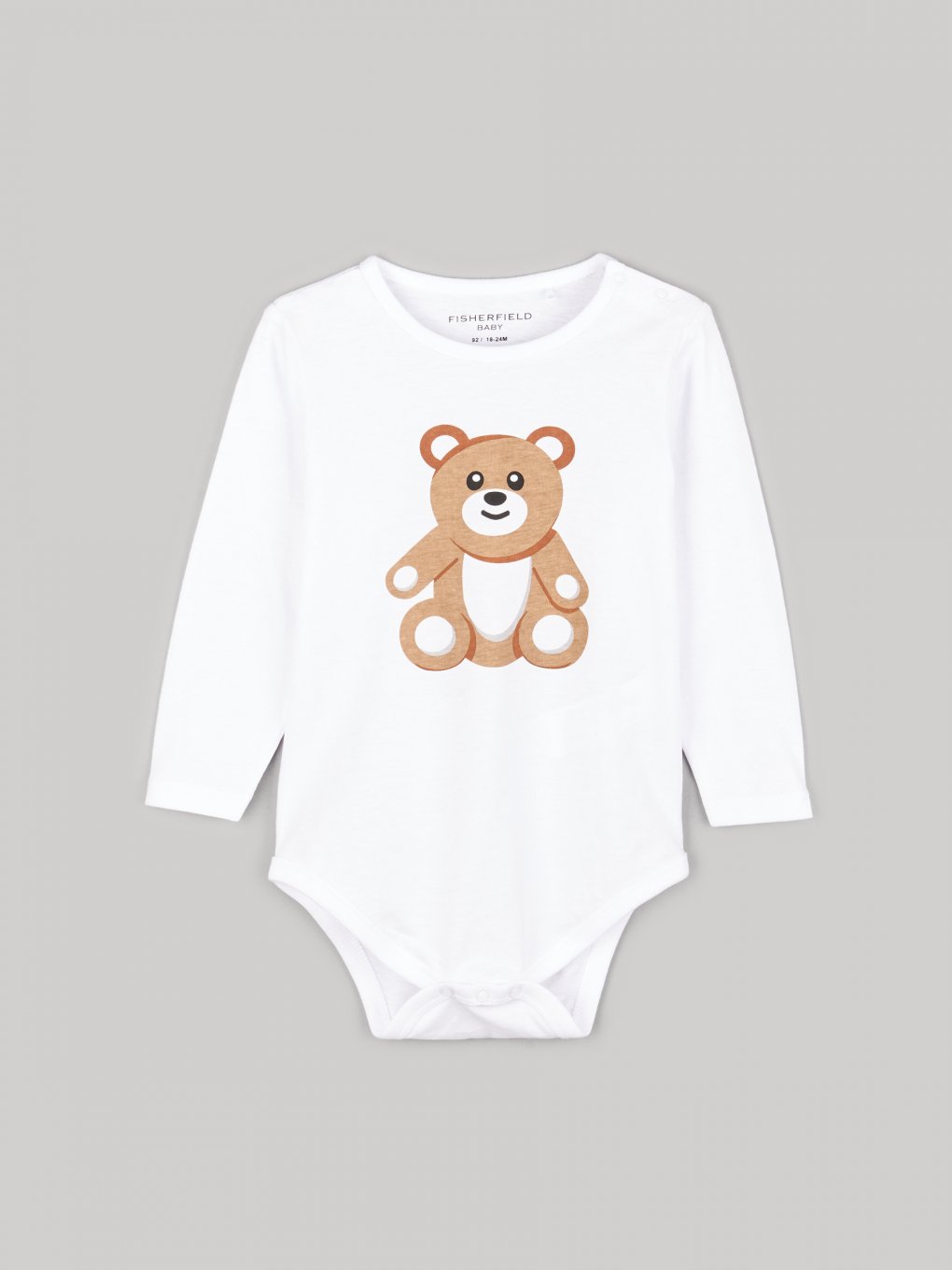 Cotton baby bodysuit with teddy print
