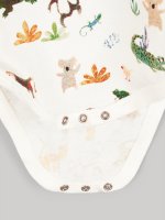 Cotton baby bodysuit with animal print