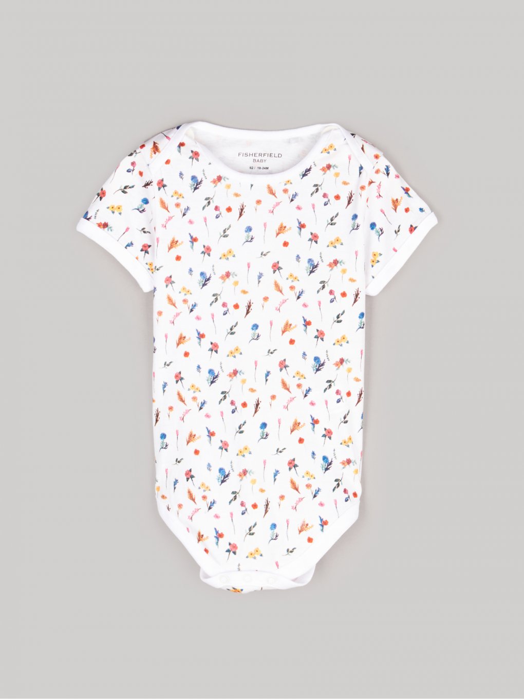 Cotton baby bodysuit with floral print