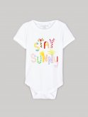 Cotton baby bodysuit with slogan print
