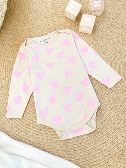 Cotton baby bodysuit with heart print
