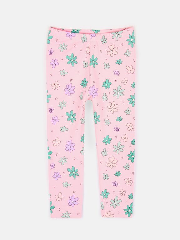 Cotton baby leggings with floral print