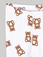 Cotton baby leggings with teddy print