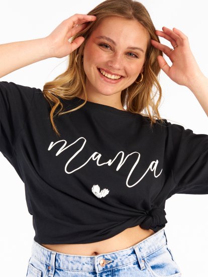 Bavlnené tričko plus size s nápisom dámske
