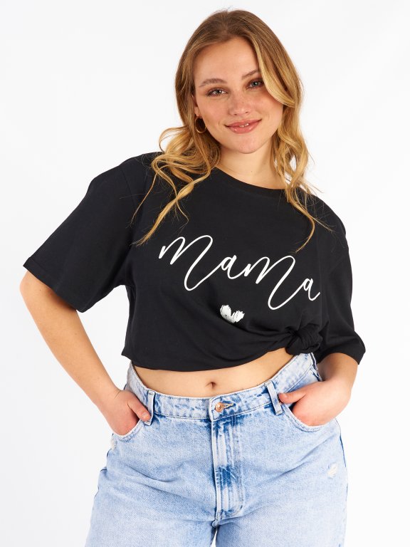Bavlnené tričko plus size s nápisom dámske