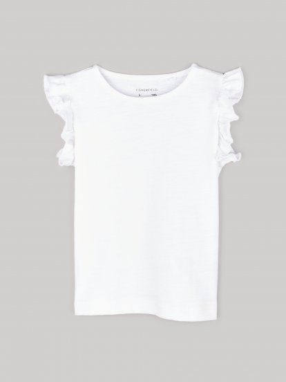 Cotton t-shirt with ruffle