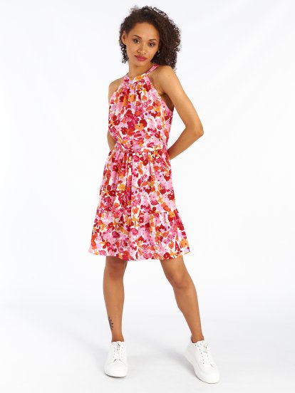 Damska mini sukienka z kwiatowym nadrukiem