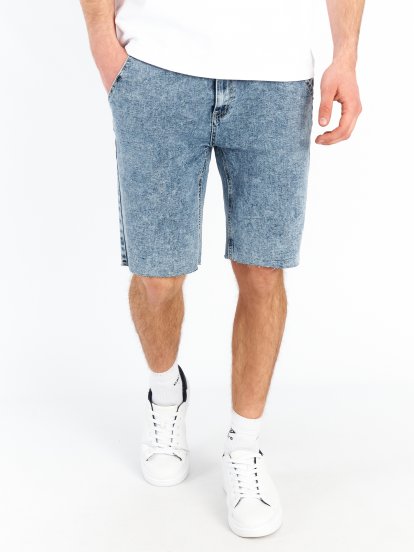 Raw edge denim shorts