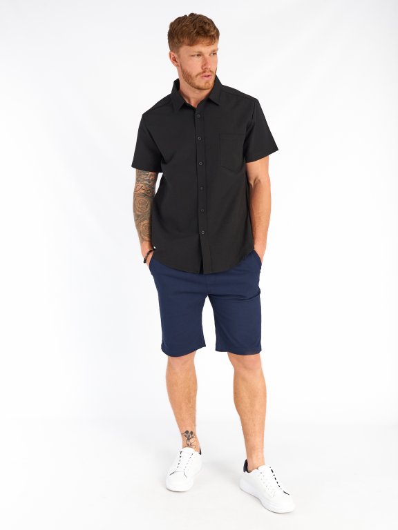 Basic cotton blended shirt with short sleeves