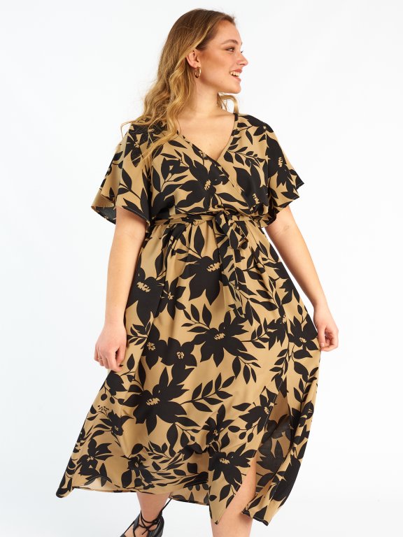 Printed plus size maxi dress